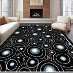 Black and White Cyan Circles Rug