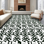 Black White Abstract Reciprocal Arrangement Rug