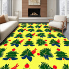 Festive Green Christmas Trees Red Accents Rug