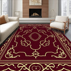Crimson Gold Swirl Symmetry Rug
