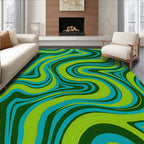 Groovy Green Teal Swirl Organic Rug