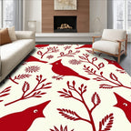 Crimson Cardinal Branch Blossom Rug