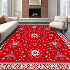 Vibrant Red Starburst Medallion Rug