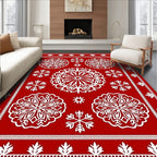 Crimson Ice Flower Scatter Rug
