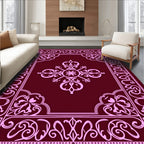 Maroon Pink Vintage Floral Scroll Rug