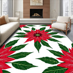 Bold Red Poinsettia Floral Medallion Rug