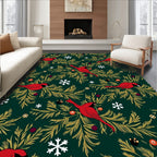 Red Cardinal Winter Nature Scene Rug