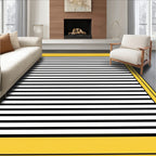 Modern Yellow Border Black Stripe Rug