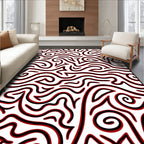 Red Swirl Abstract Lines Rug