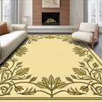 Golden Floral Vine Border Rug