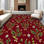 Deep Red Botanical Garden Vine Rug