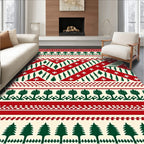 Red Green Festive Tree Border Rug