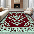 Crimson Mint Floral Medallion Border Rug