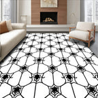 Monochrome Black Spiderweb Hexagon Loom Rug