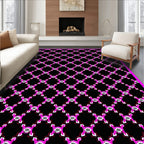 Pink Black Geometric Interlocking Shapes Rug