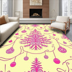Vibrant Pink Ornate Christmas Tree Ornaments Rug