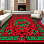 Crimson Green Holly Flourish Medallion Rug