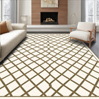 Cream And Brown Diamond Lattice Rug