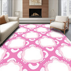 Pink And White Abstract Cloud Rug