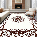Rich Brown Floral Medallion Border Rug