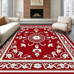 Scarlet Symmetry Bloom Border Rug