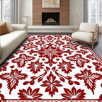 Crimson Floral Art Deco Medallion Rug