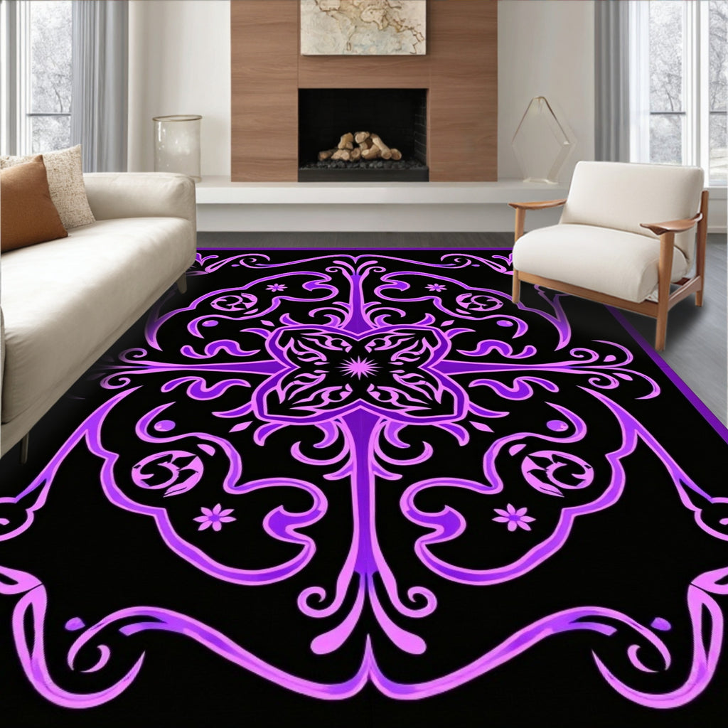 Vibrant Purple Ornamental Symmetry Rug