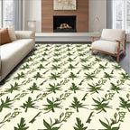 Green Leafy Twig Scatter Rug