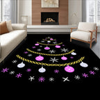 Pink White Christmas Tree Ornaments Rug