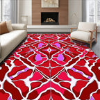 Crimson Pink White Organic Symmetry Rug