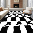 Bold Black White Abstract Figures Rug