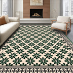 Classic Cream Green Floral Border Rug