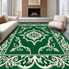 Emerald Green Floral Frame Medallion Rug