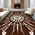 Brown White Golden Floral Mandala Rug