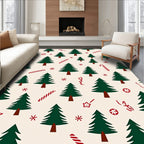 Festive Forest Candy Cane Christmas Trees Rug