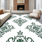 Deep Forest Green Damask medallion Rug
