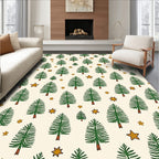 Whimsical Green Pine Stars Rug