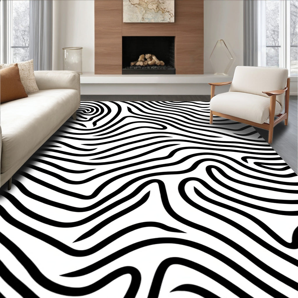 Bold Black And White Organic Stripes Rug