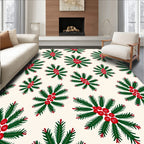 Green Pine Berry Sprig Medallion Rug