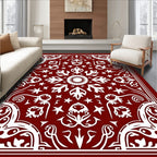 Crimson White Medallion Floral Arabesque Rug