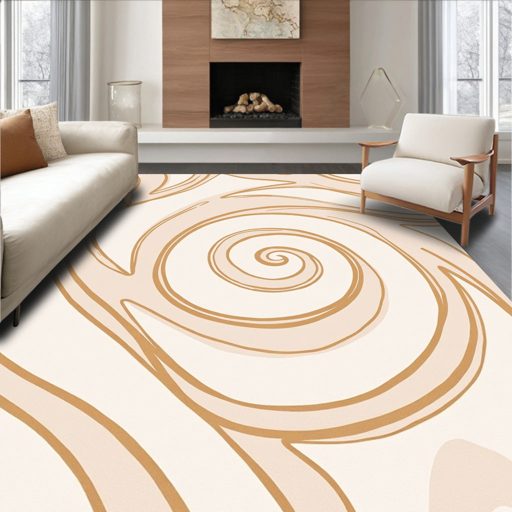 Golden Swirl Abstract Wave Rug