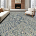 Dark Blue Leafy Swirl Abstract Rug