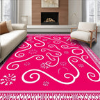Hot Pink Swirl Snowflakes Border Rug
