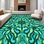 Deep Teal Emerald Swirls Medallion Rug