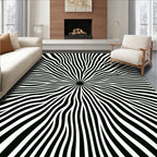 Black White Radial Burst Rug