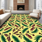 Yellow Crimson Leafy Branch Swirl Rug
