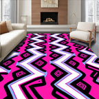 Vibrant Pink Zigzag Diamond Stripe Rug