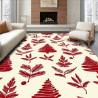 Crimson Pine Boughs and Trees Rug