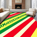 Bold Red Green Yellow Diagonal Stripes Rug