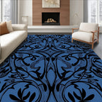 Art Nouveau Blue Floral Symmetry Rug